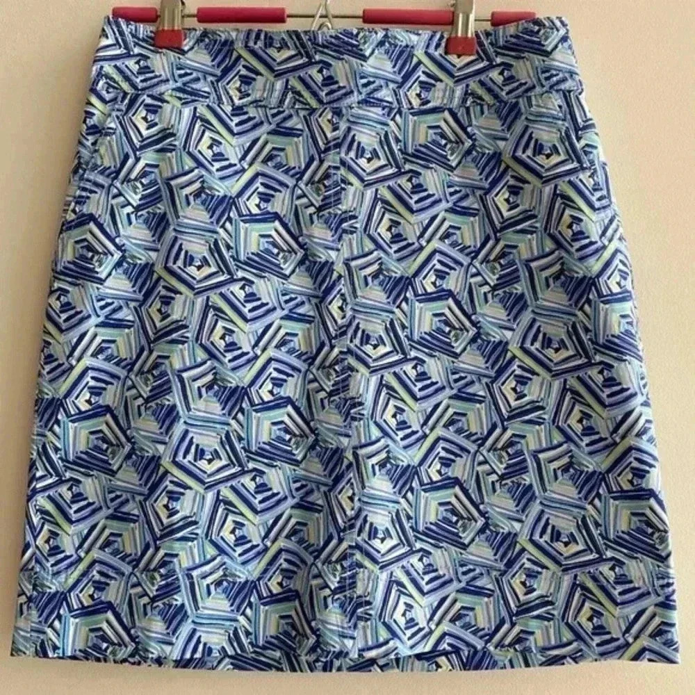 Talbots Geometric Print Skirt, Blue and Green Mini Skirt, Women’s Size 6